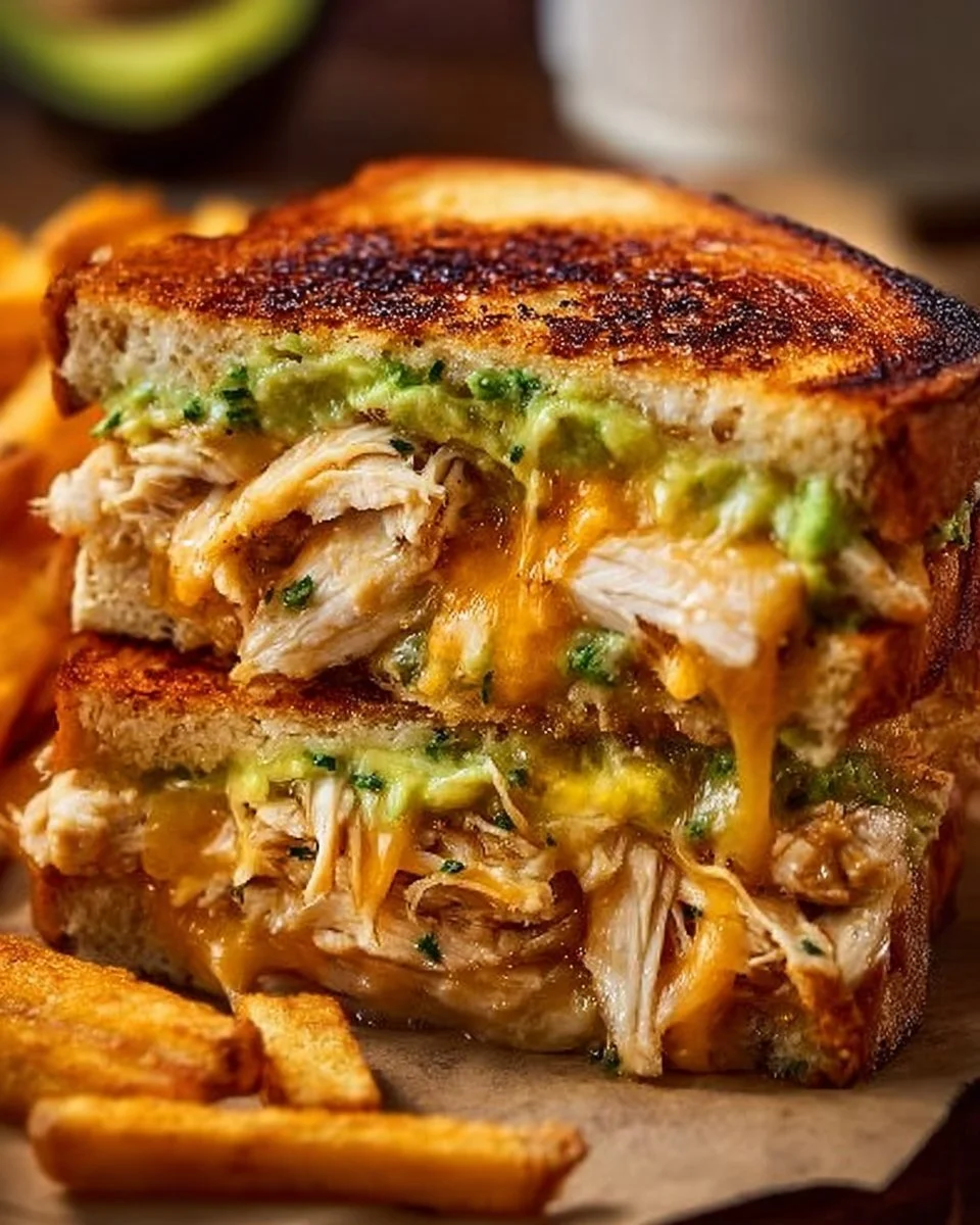 Delicious Chicken Avocado Melt Sandwich with chicken and avocado fillings