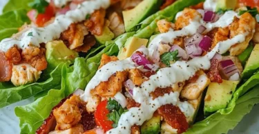 Delicious Chicken Bacon Ranch Lettuce Wraps served on a plate