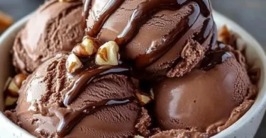 Delicious Choco-Nut Fudge Ice Cream topped with nuts and fudge sauce