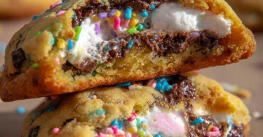 Chocolate Chip Peep Stuffed Cookies with marshmallow filling.