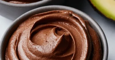 Delicious chocolate mousse with avocado and banana