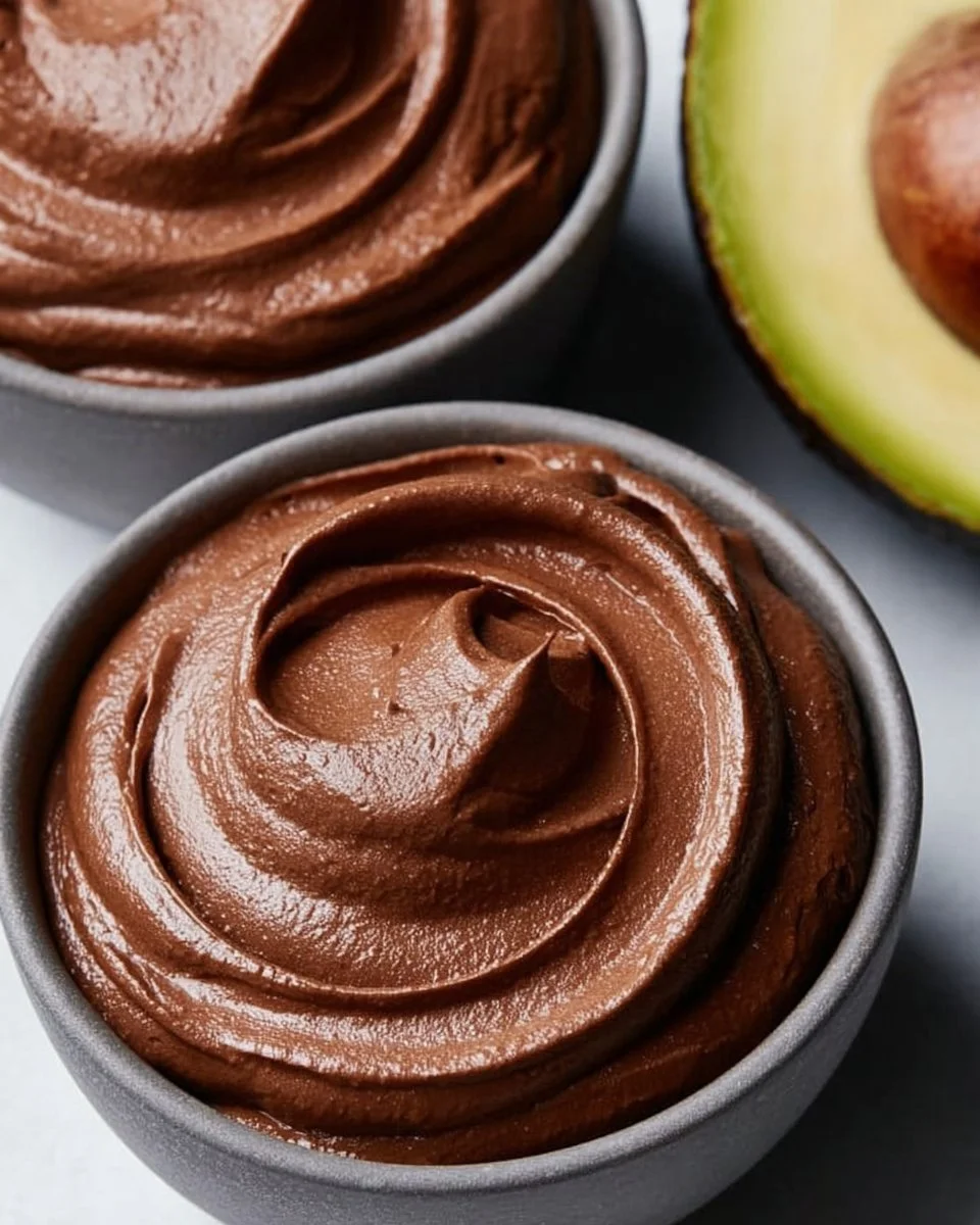 Delicious chocolate mousse with avocado and banana