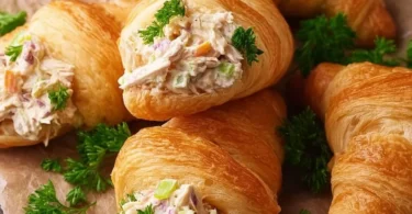 Classic Easter Chicken Salad served in crescent rolls for a festive meal.
