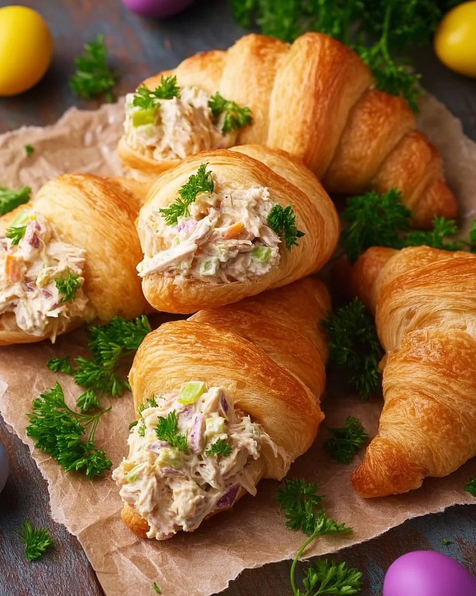 Classic Easter Chicken Salad served in crescent rolls for a festive meal.