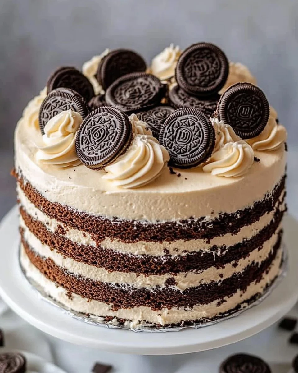 Delicious Cookies and Cream Cake decorated with chocolate and cream