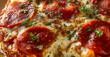 Delicious Cottage Cheese Pizza Bake served with fresh ingredients