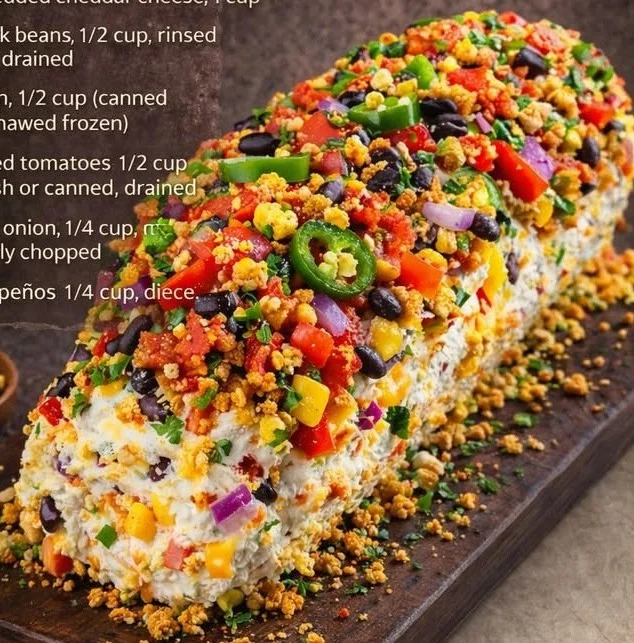 Cowboy caviar jalapeño popper cheese log served as an appetizer