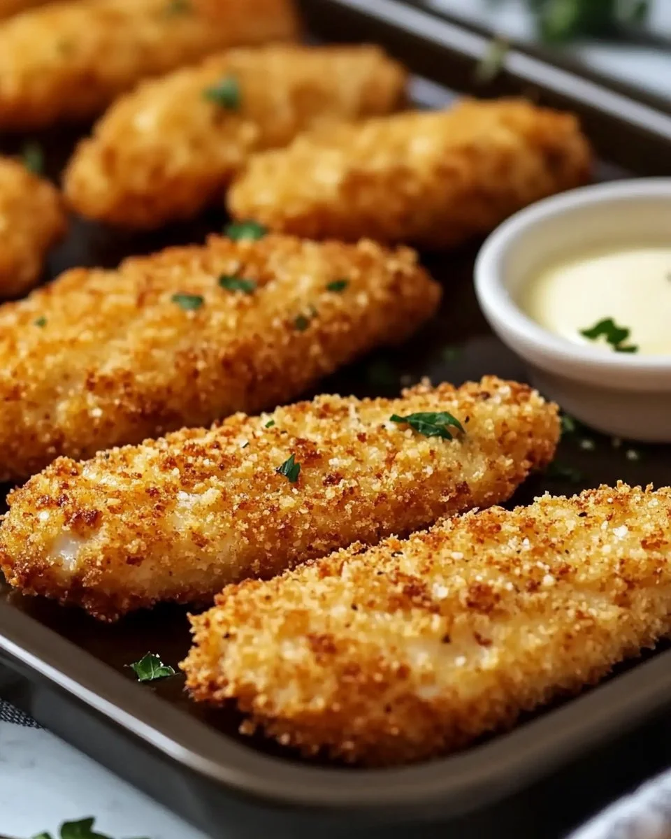 Crispy Buttered Ranch Chicken plated with herbs and sauces