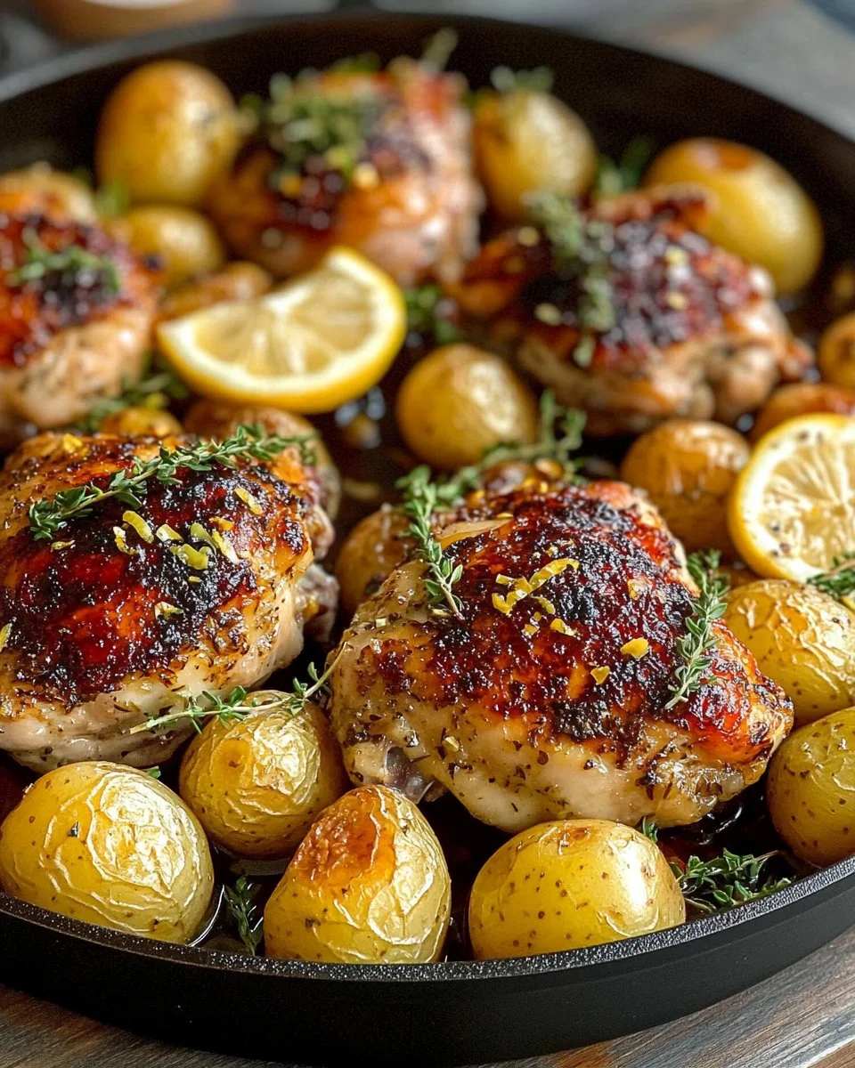 Crispy One-Pan Lemon Herb Spring Chicken Recipe with Baby Potatoes Made Easy
