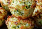 Crispy Parmesan zucchini potato muffins freshly baked on a cooling rack.