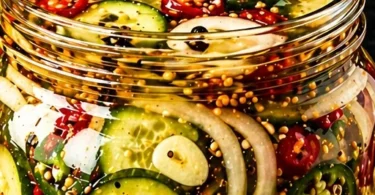 Cucumber Onion Fire Pickles jar for spicy snack and meal topping