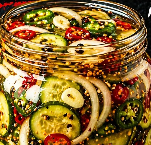 Cucumber Onion Fire Pickles jar for spicy snack and meal topping