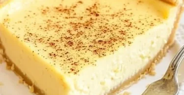 Homemade custard pie topped with whipped cream and fresh fruit.