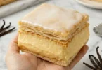 Delicious custard squares dessert with a creamy filling and flaky crust