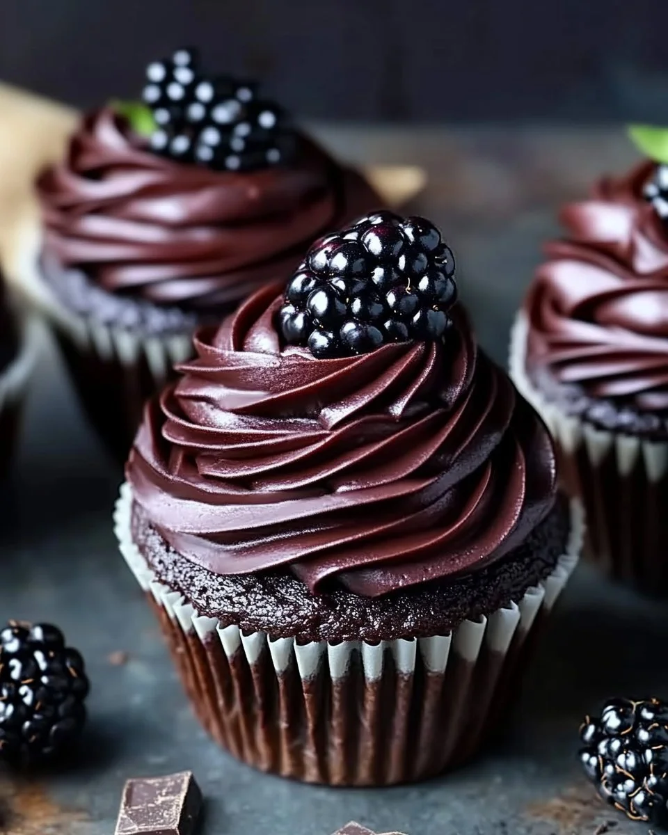 Dark Chocolate Blackberry Cupcakes