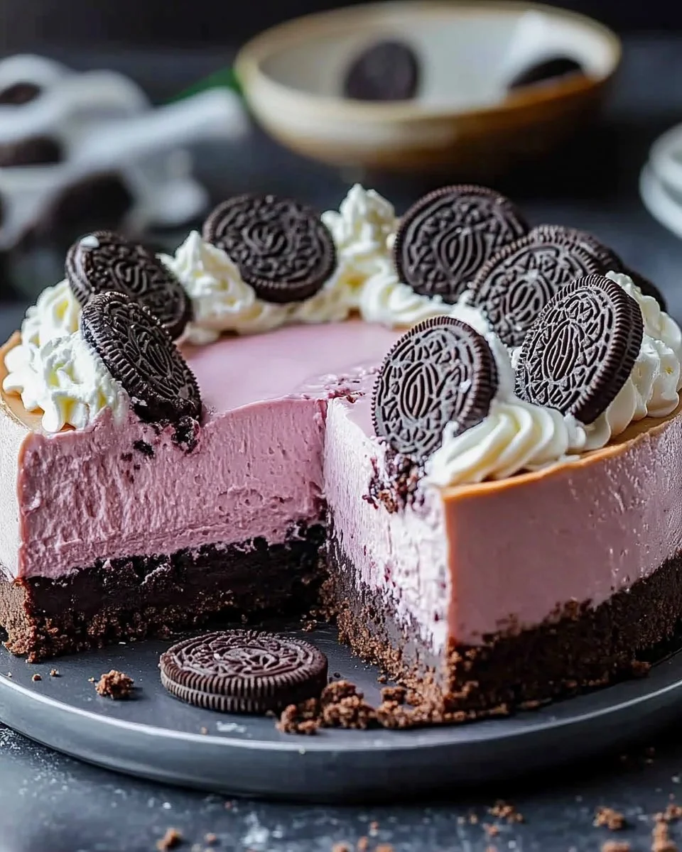Decadent Ube Oreo Cheesecake