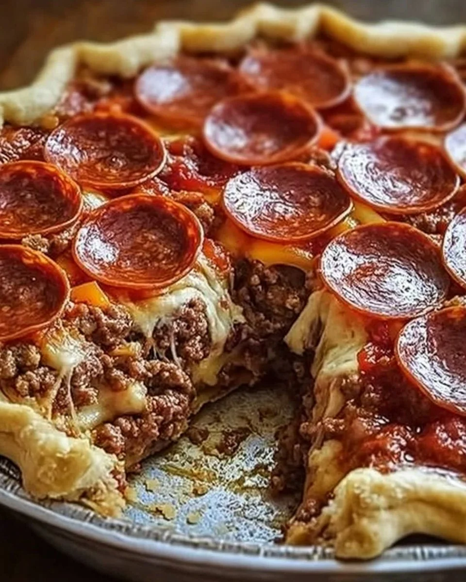 Deep Hamburger Sausage & Pepperoni Pie