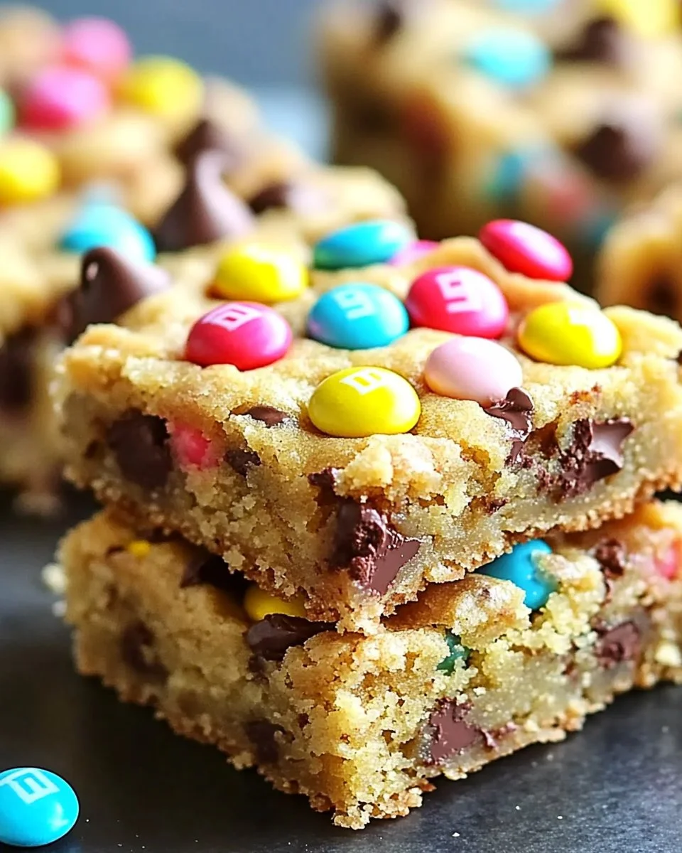 Delicious easy cake mix cookie bars with chocolate chips and sprinkles