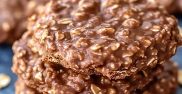 Easy no bake cookies on a plate ready to enjoy