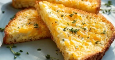 Delicious Egg and Cheese Toasts served on a wooden plate
