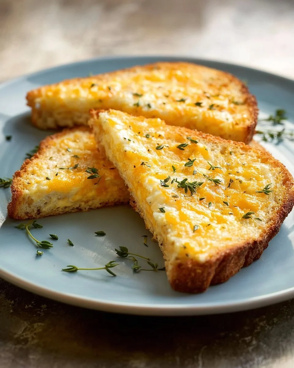 Delicious Egg and Cheese Toasts served on a wooden plate