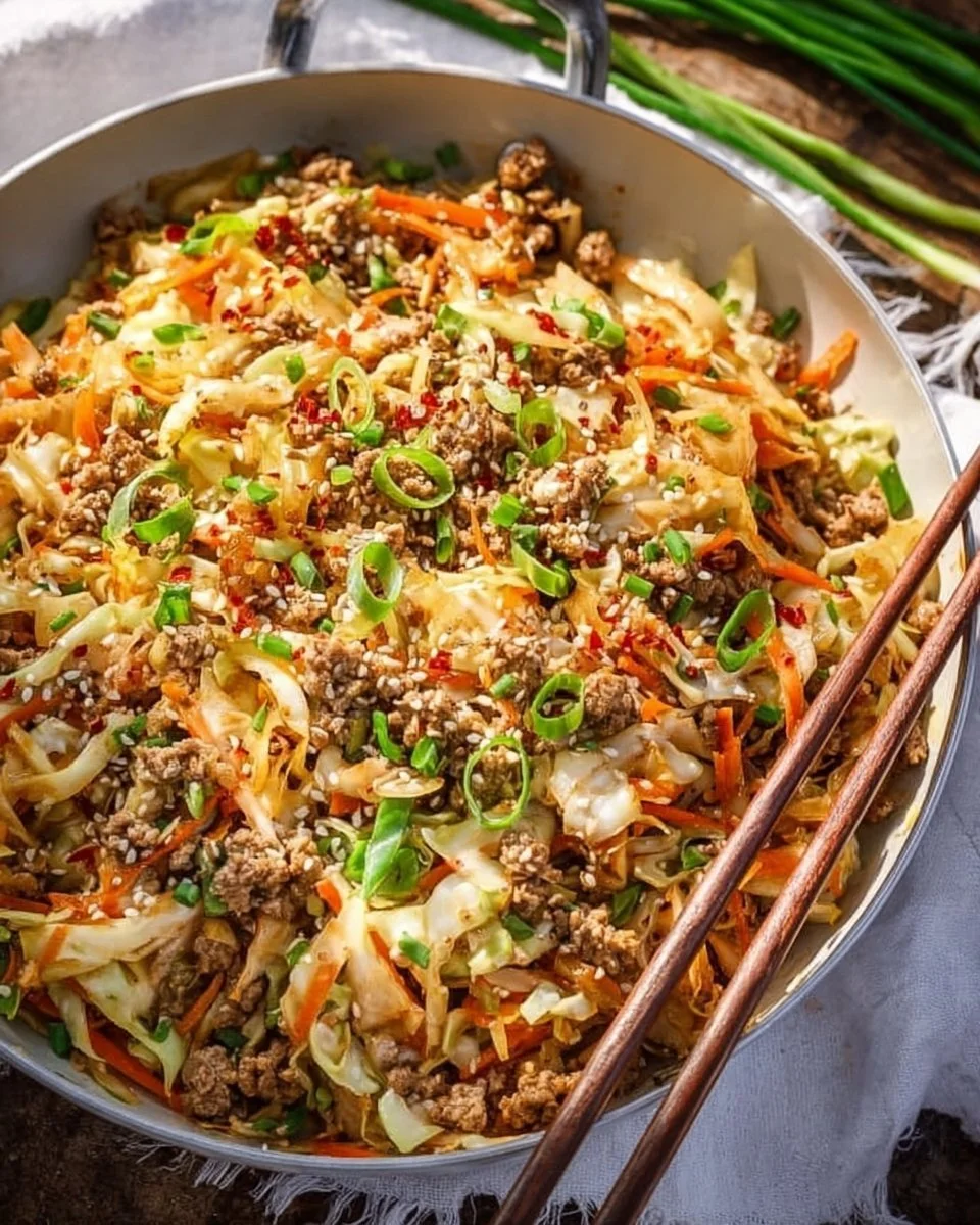 Healthy egg roll in a bowl with vegetables and savory sauce