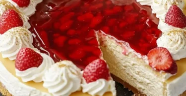 Slice of creamy eggnog cheesecake topped with whipped cream and nutmeg