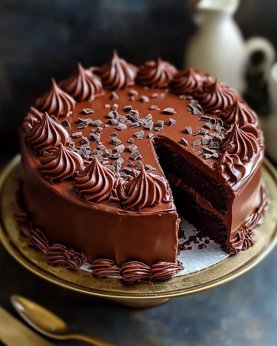 Elegant Chocolate Symphony Cake with rich layers and velvety frosting