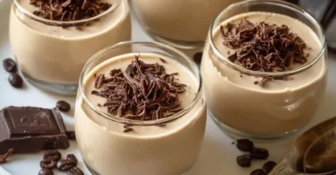 Delicious Espresso Panna Cotta dessert topped with coffee beans