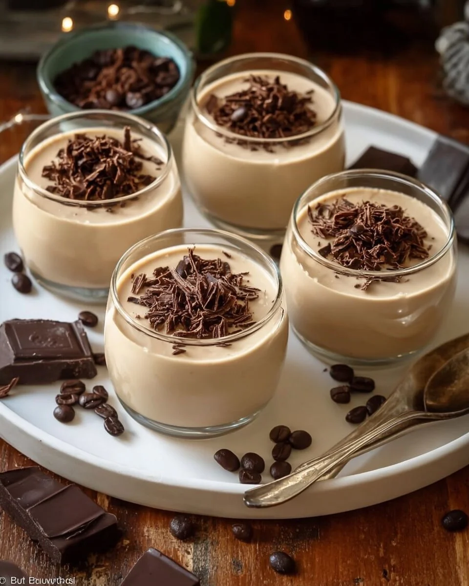 Delicious Espresso Panna Cotta dessert topped with coffee beans