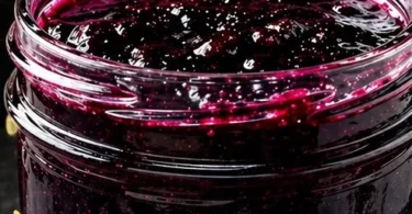 Homemade French-style blueberry vanilla jam in a jar