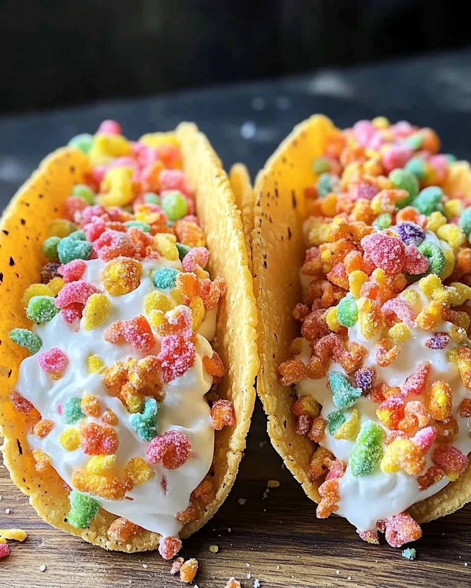 Fruity Pebbles Cheesecake Tacos
