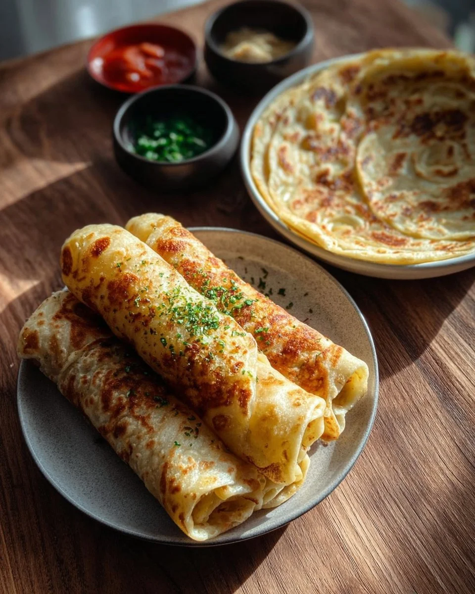 Freshly baked garlic flatbread topped with herbs and olive oil