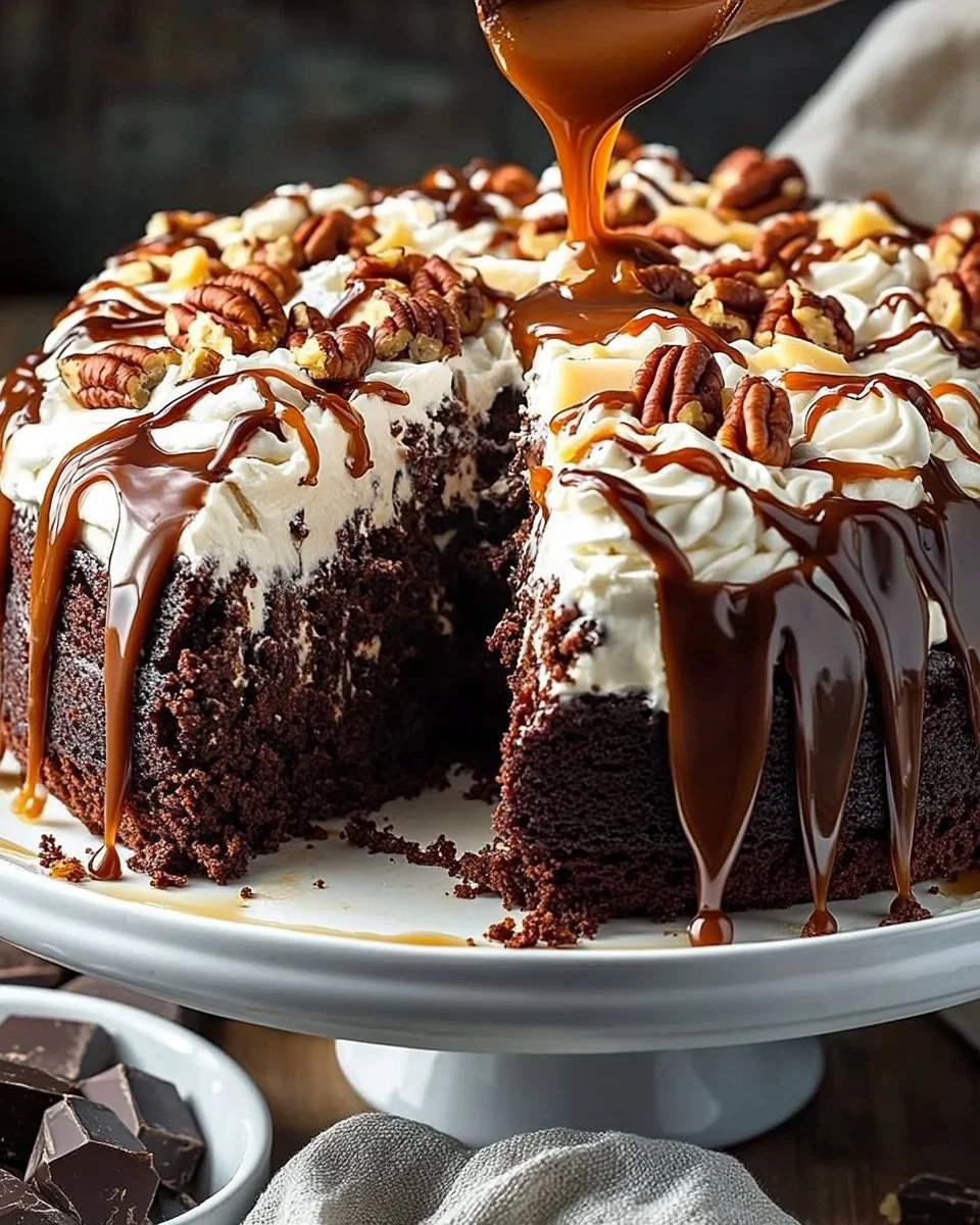 German Chocolate Poke Cake