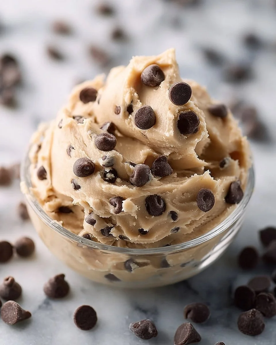 Bowl of Greek yogurt cookie dough ready to enjoy