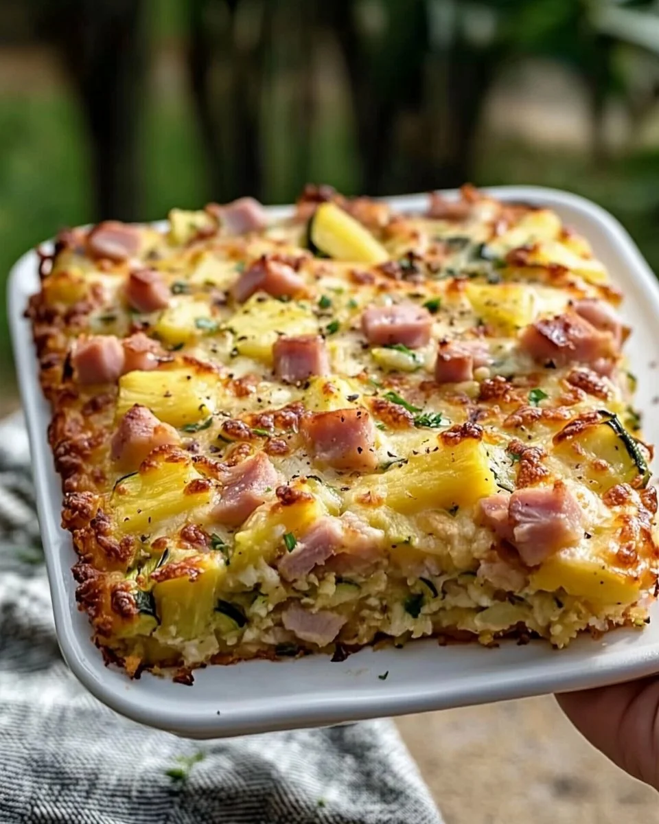 Hawaiian Pizza Zucchini Slice