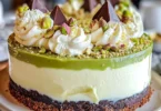 Heavenly pistachio white chocolate cheesecake with creamy texture and nutty topping