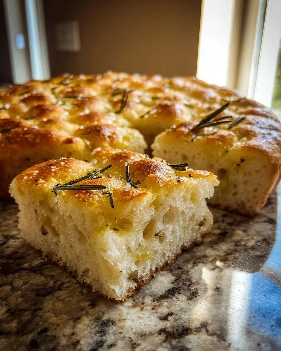 Homemade gluten-free focaccia bread with herbs and olive oil on a wooden board