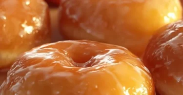 Homemade Krispy Kreme doughnuts with glaze and sprinkles on a plate