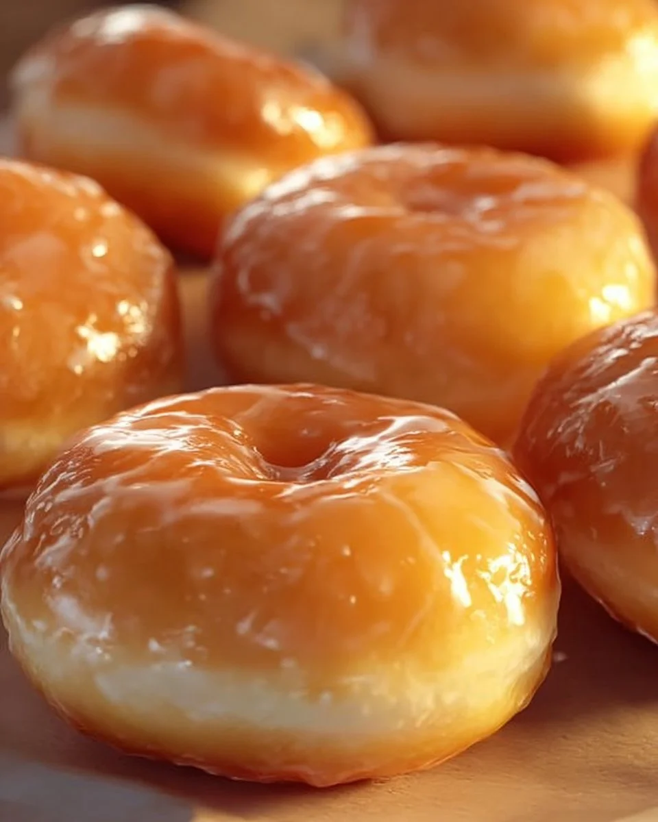 Homemade Krispy Kreme doughnuts with glaze and sprinkles on a plate