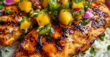 Delicious Honey Lime Chicken served with vibrant mango salsa