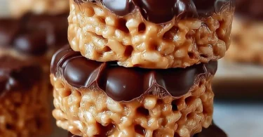 Irresistible chocolate peanut butter Rice Krispie cups displayed on a platter