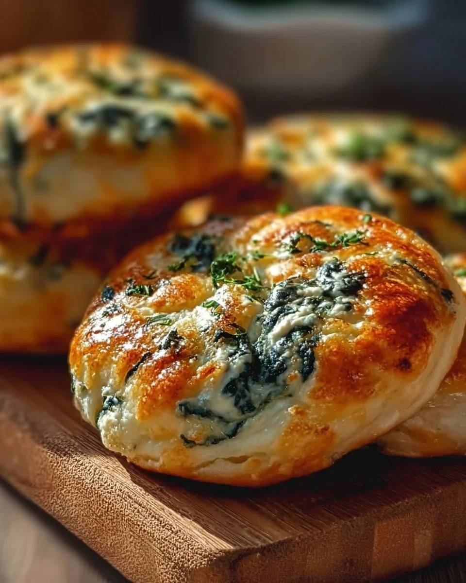 Delicious spinach cottage cheese bagels served on a plate