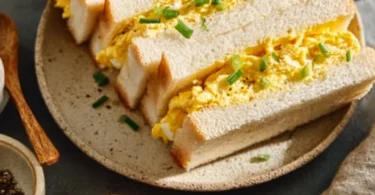 Delicious Japanese Egg Sandwich with fluffy eggs and soft bread