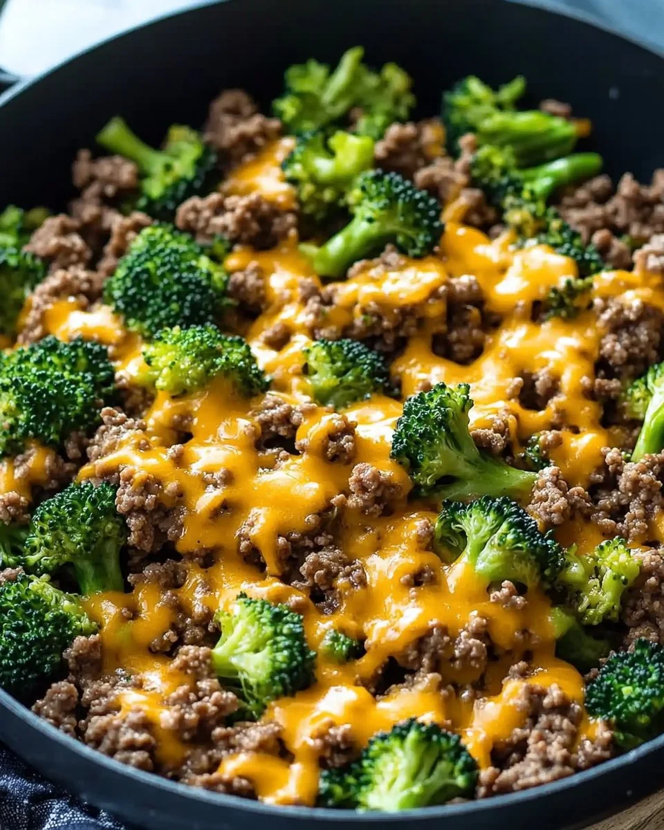 Delicious Keto Hamburger with Broccoli Skillet recipe