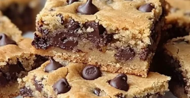 Delicious lazy chocolate chip cookie bars fresh out of the oven