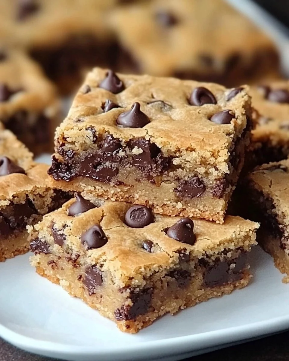 Delicious lazy chocolate chip cookie bars fresh out of the oven