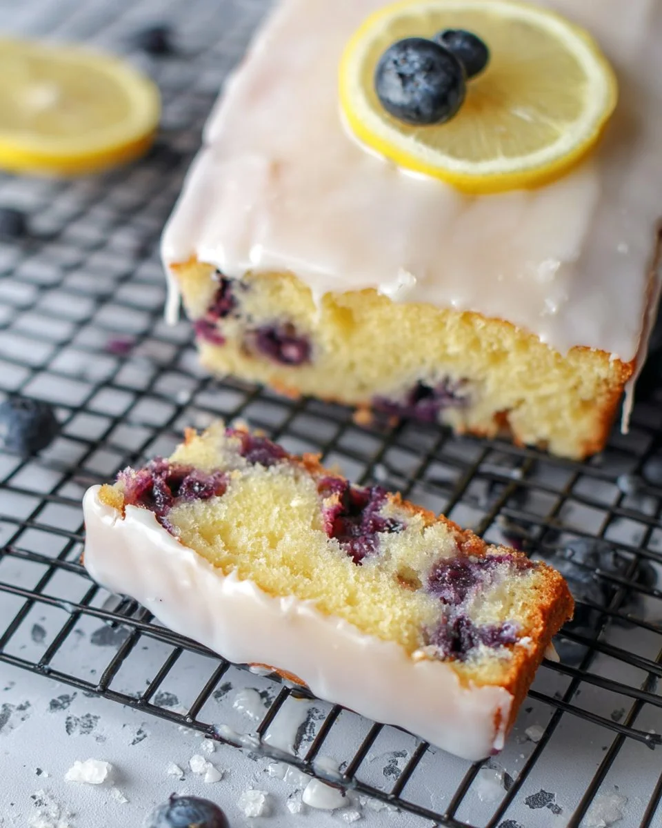 Lemon blueberry sheet cake topped with fresh blueberries and lemon zest garnish