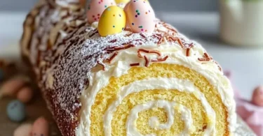 Lemon Swiss Roll Cake for Easter with a light and zesty flavor