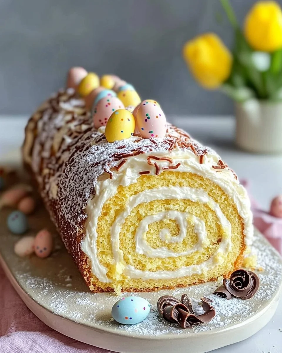 Lemon Swiss Roll Cake for Easter with a light and zesty flavor